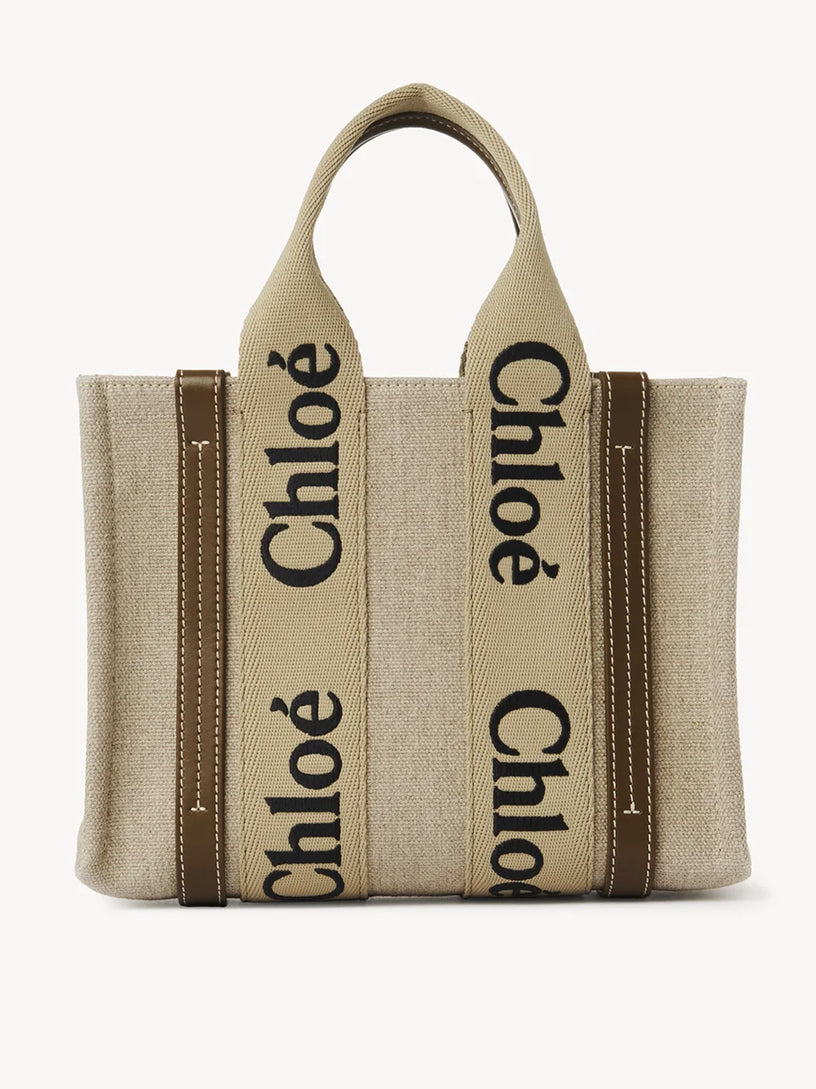 Woody small linen tote bag