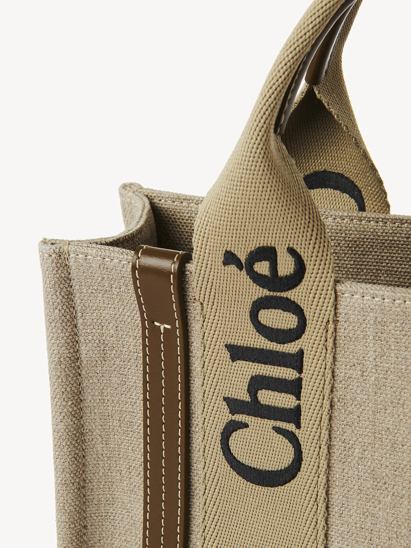 Woody small linen tote bag