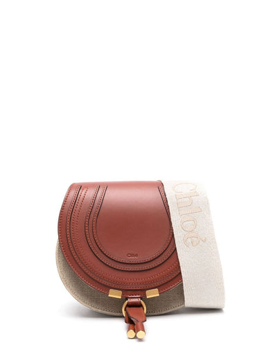 Small Saddle Marcie bag in linen and soft leather