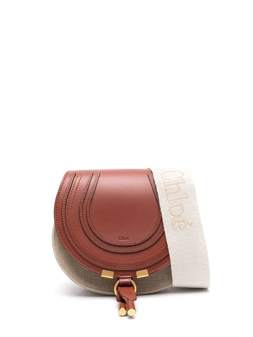 Chloé Small saddle marcie bag in linen and soft leather