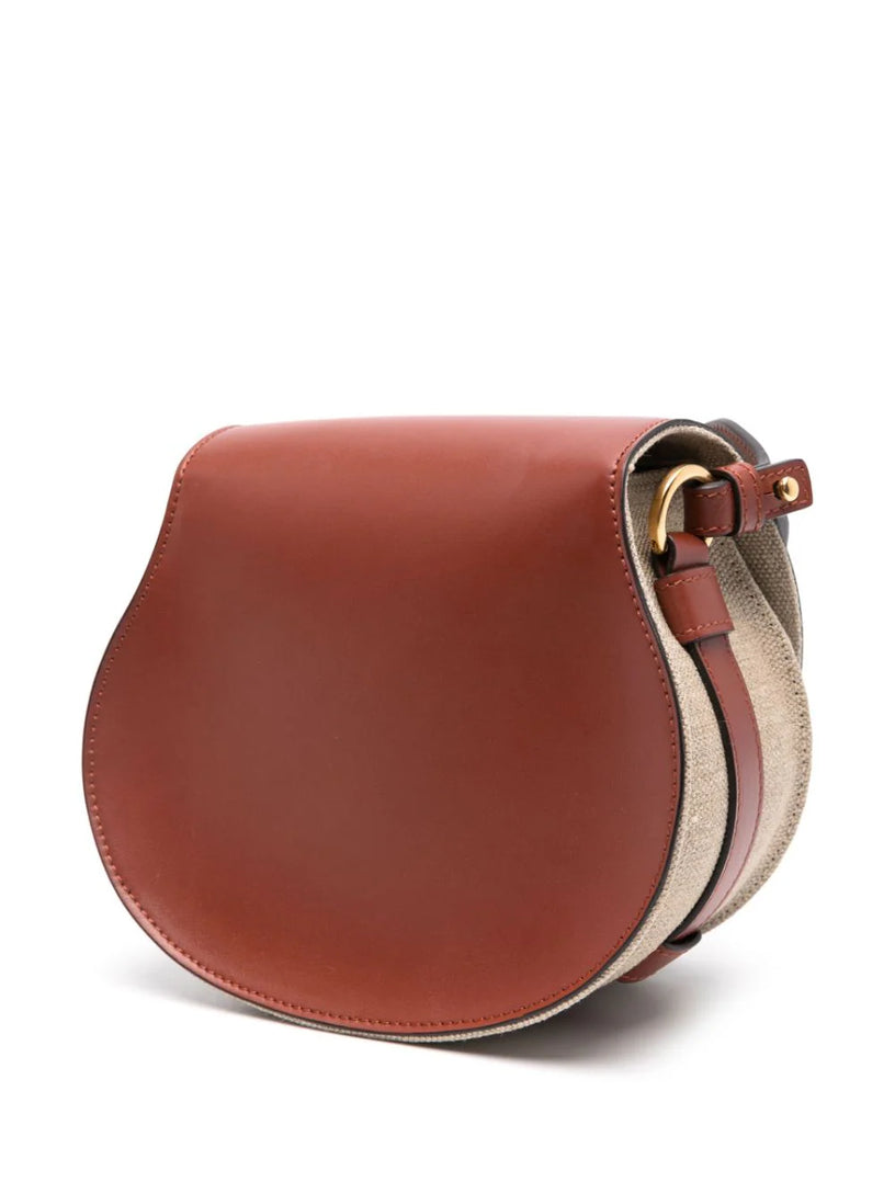 Small Saddle Marcie bag in linen and soft leather