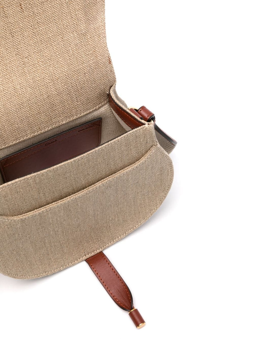 Small Saddle Marcie bag in linen and soft leather