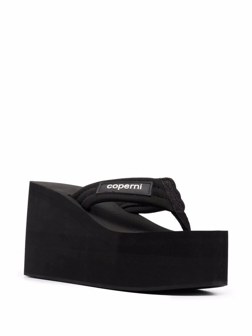 Logo sandal with wedge