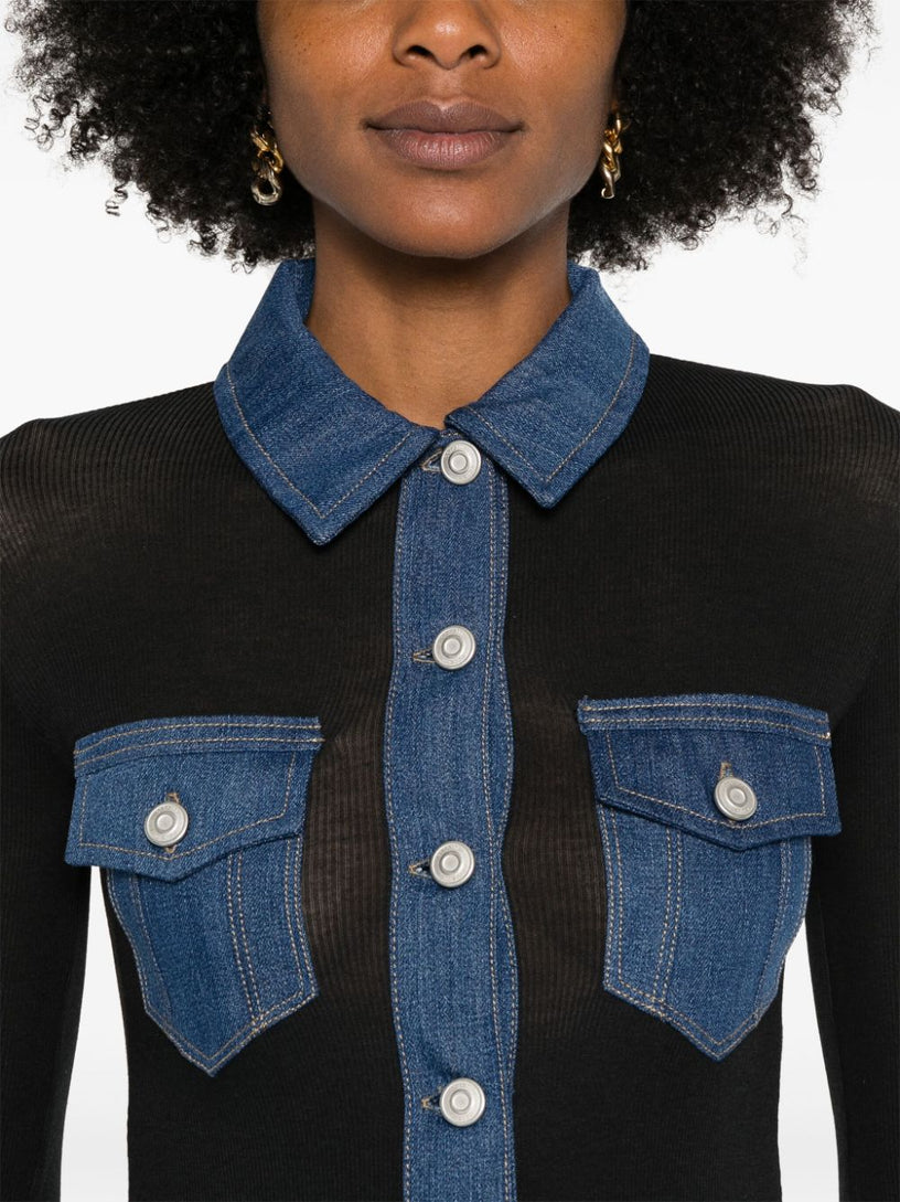 Second Skin ribbed denim top