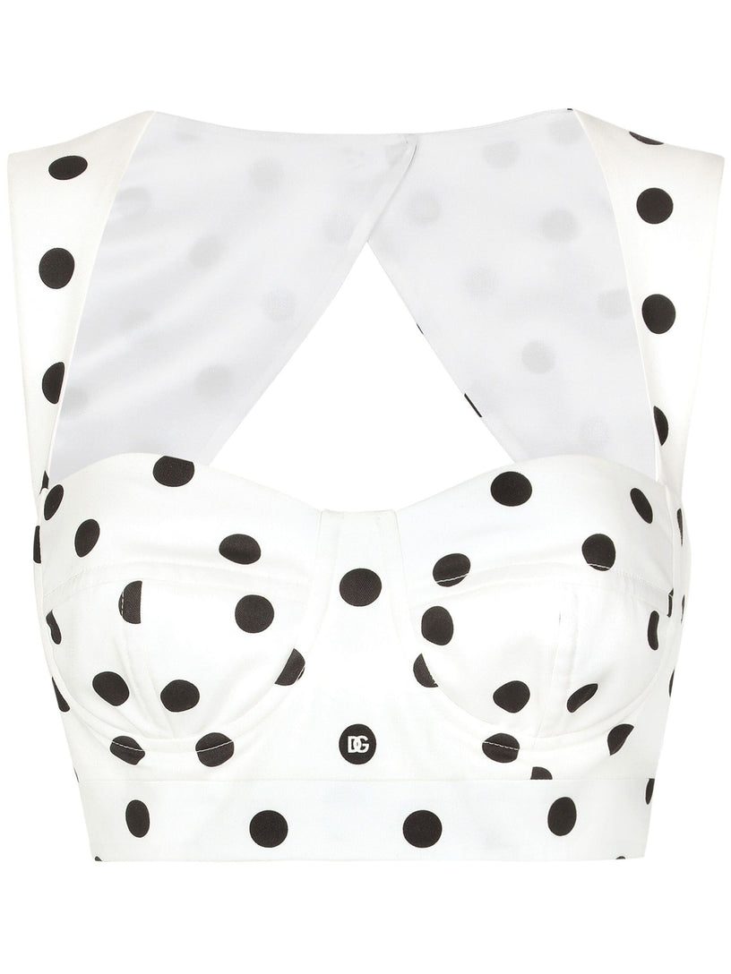 Corset top with polka-dot print