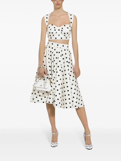 Corset top with polka-dot print