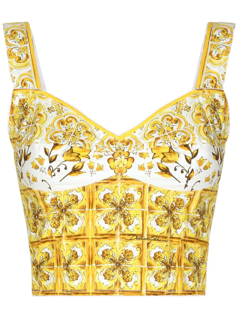 Dolce & Gabbana Corset top with majolica print