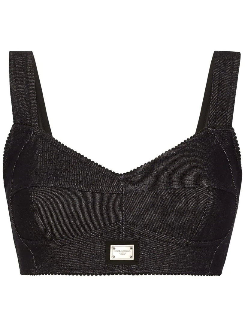 Cotton denim corset bralette top