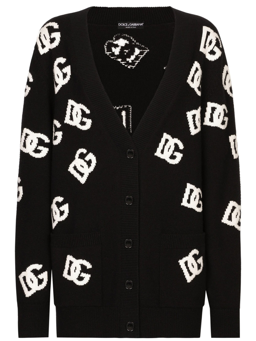 Dolce & Gabbana Wool cardigan with dg logo inlay