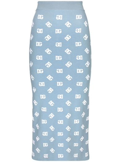 Viscose pencil skirt with jacquard DG logo