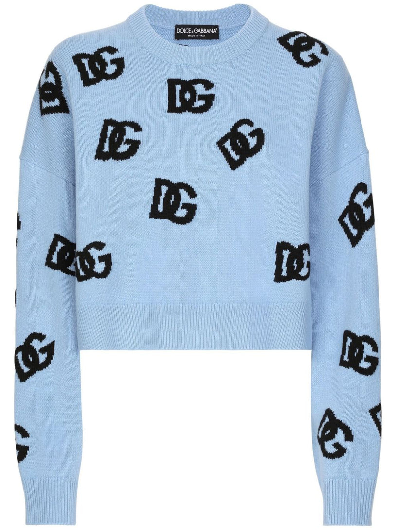 Dolce & Gabbana Wool crewneck sweater with dg logo inlay