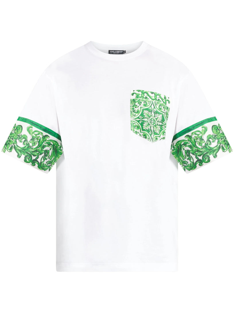 T-shirt with Majolica-print breast pocket