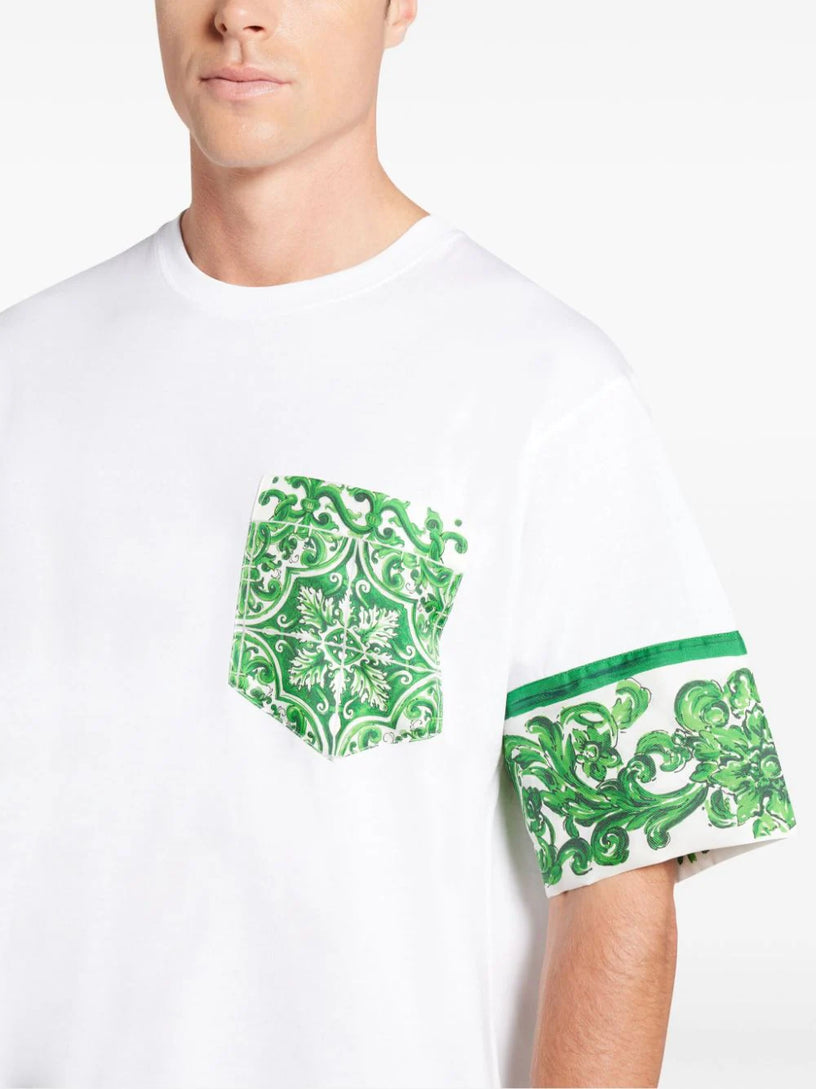 T-shirt with Majolica-print breast pocket