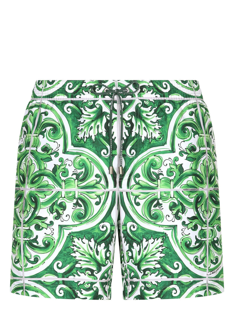 Maiolica print medium swim shorts