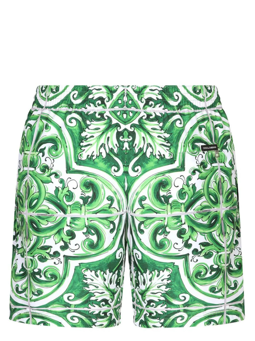 Maiolica print medium swim shorts