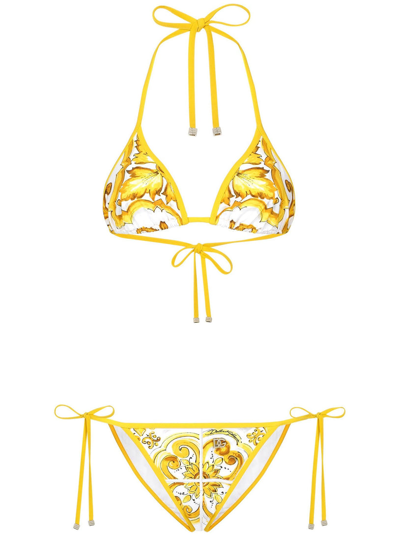 Dolce & Gabbana Maiolica print triangle bikini