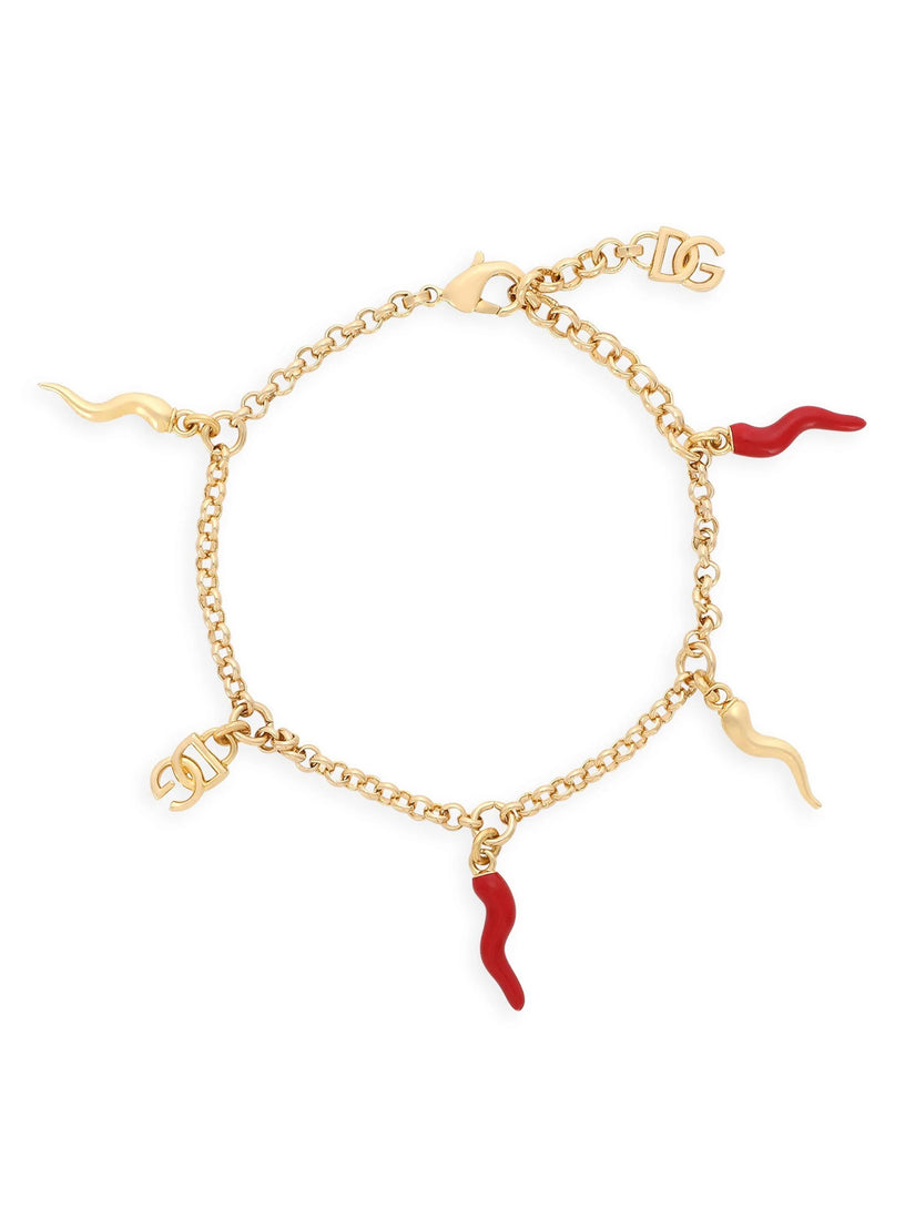 Dolce & Gabbana Bracelet with dg logo and multi horn charm