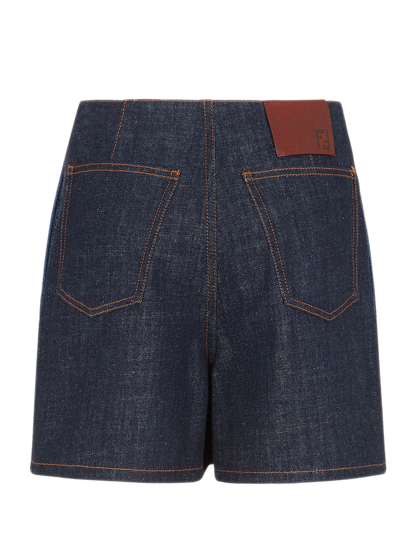 Two-tone denim shorts