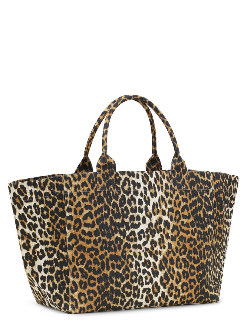 Leopard oversized canvas tote ba