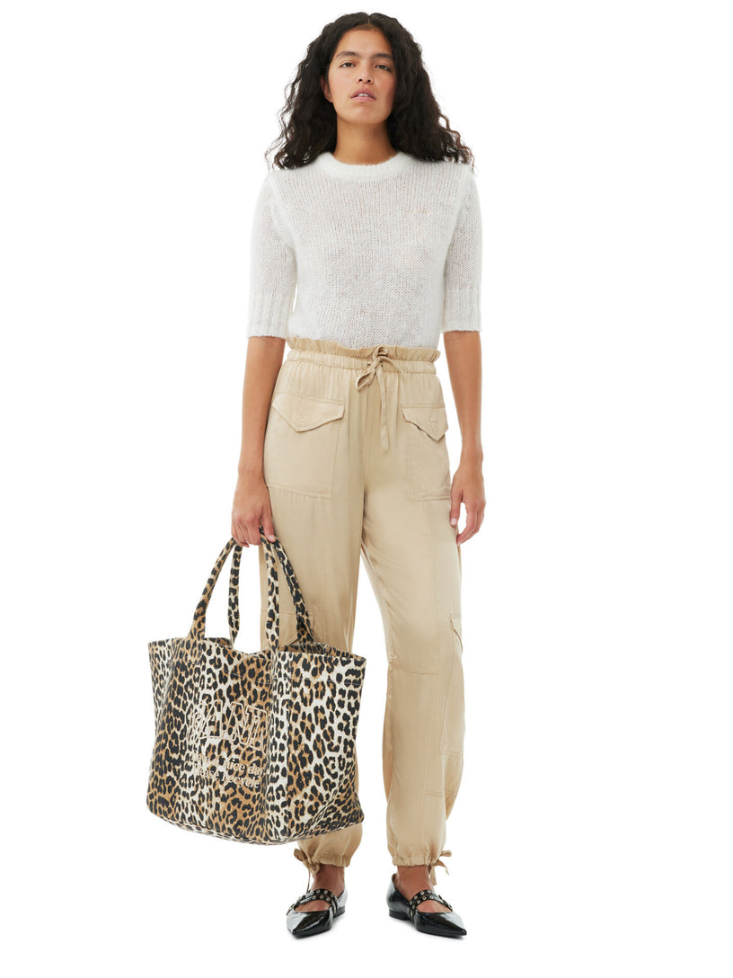 Leopard oversized canvas tote ba