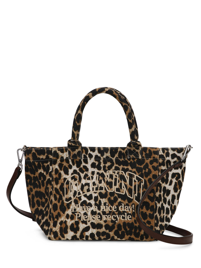 GANNI Leopard small shopper