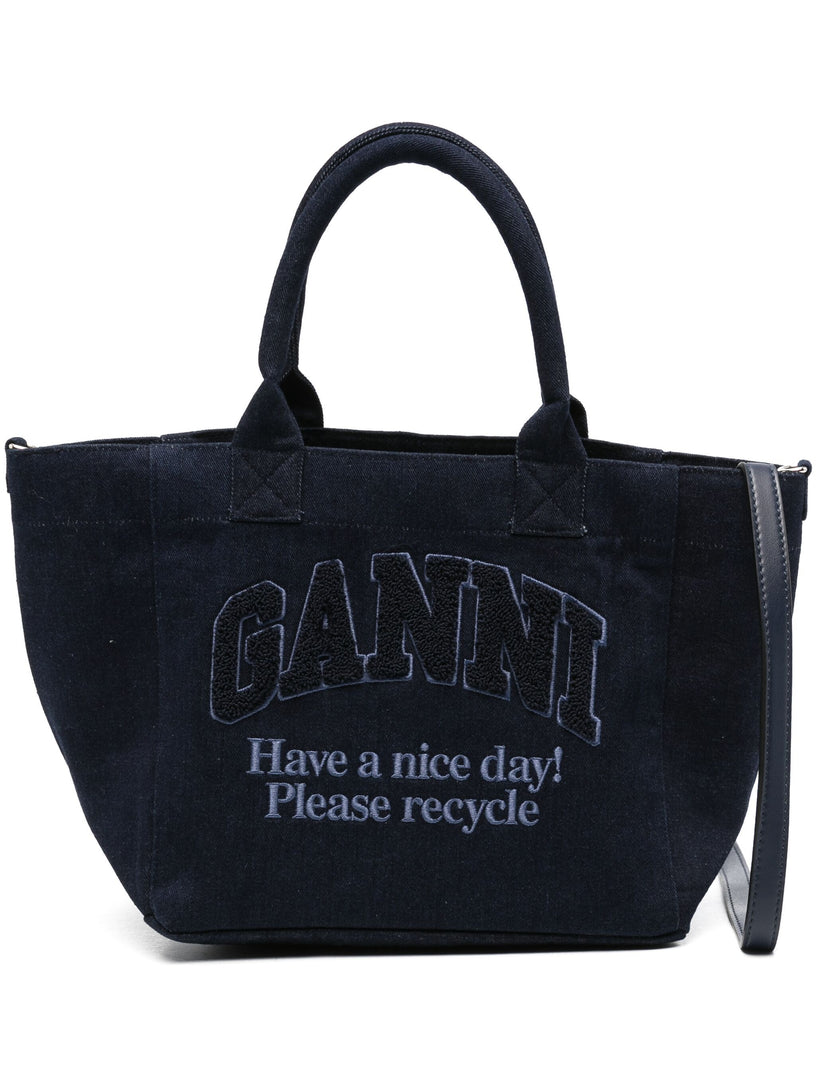 GANNI Small denim shopping bag