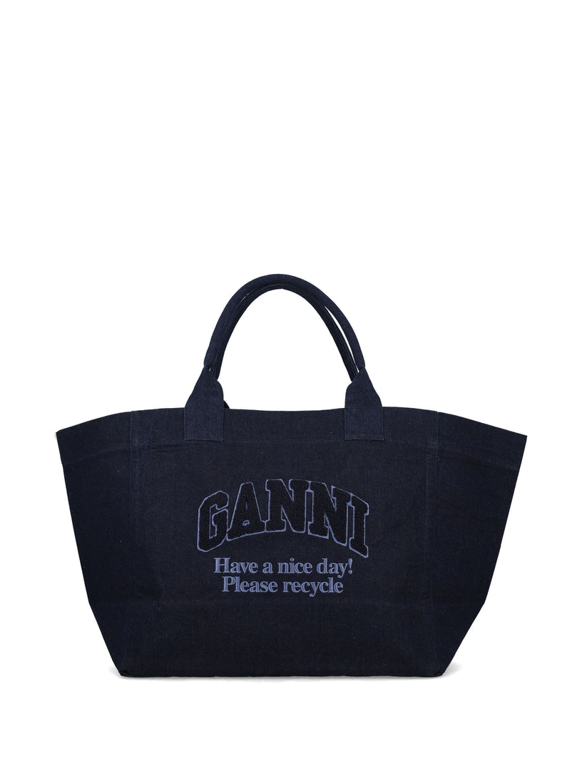 GANNI Denim shopping bag