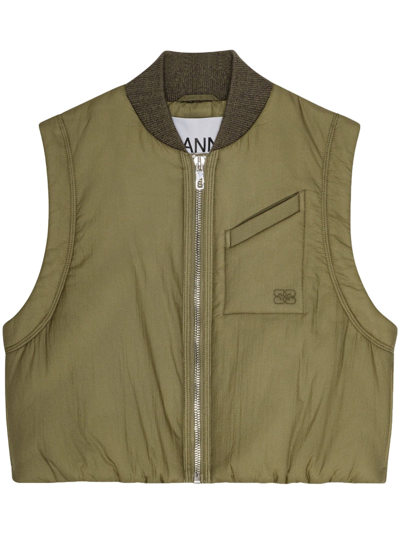 GANNI Quilted cropped vest