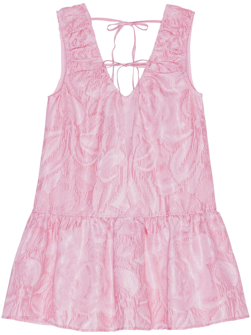 GANNI Pink textured cloqué mini dress