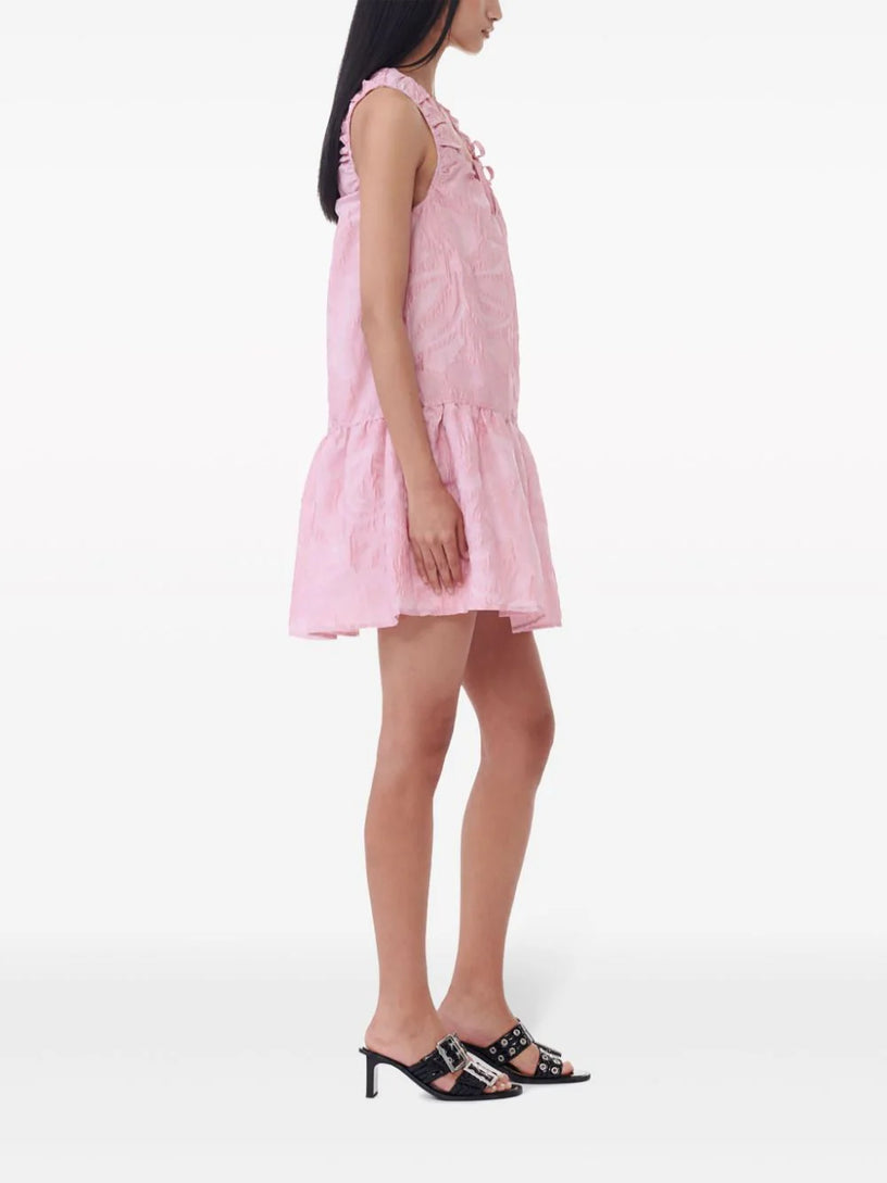 Pink Textured Cloqué Mini Dress