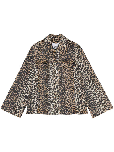 Leopard Printed Denim Jacket