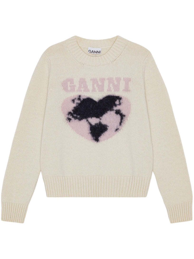 GANNI Sweater with intarsia heart