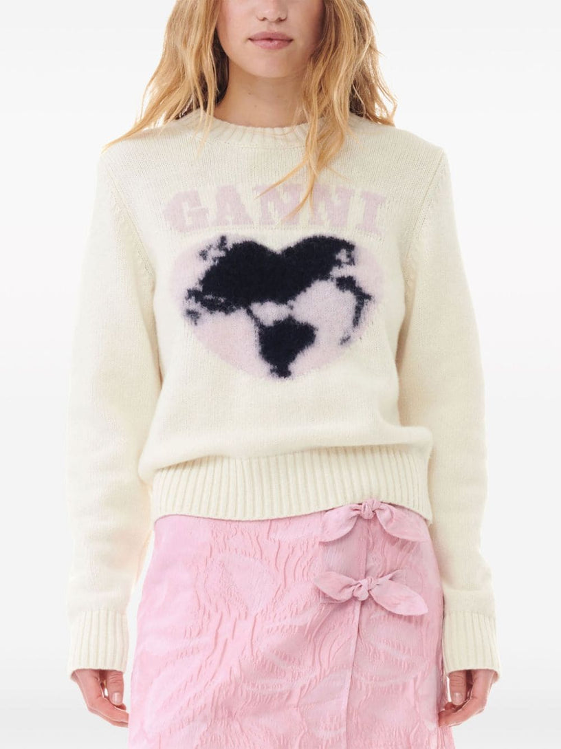 Sweater with intarsia heart