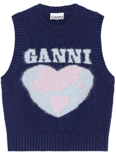 Heart-intarsia tank top