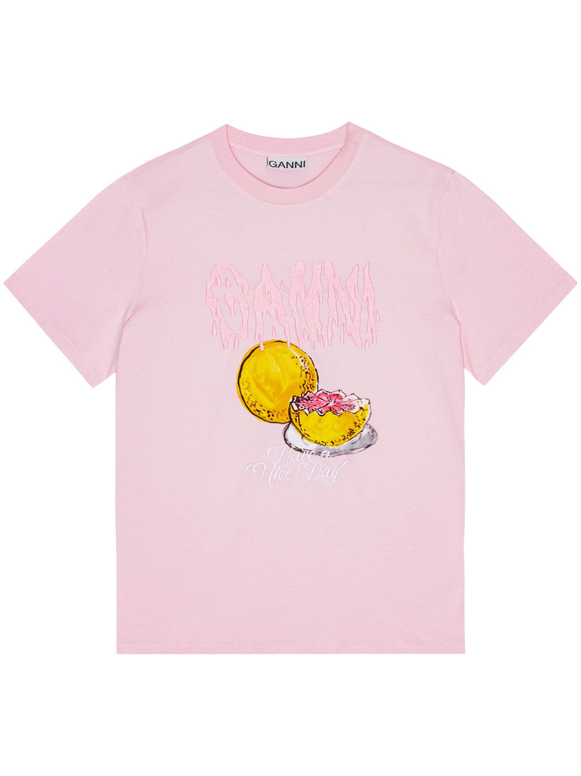 GANNI Grapefruit relaxed t-shirt