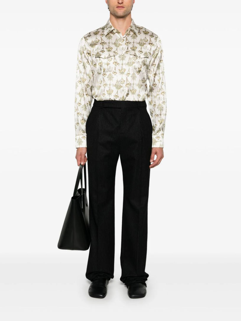 Shirt with chandelier print in silk