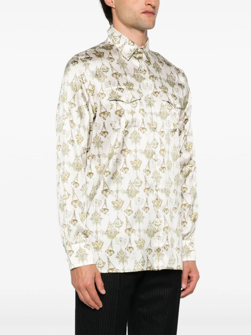 Shirt with chandelier print in silk