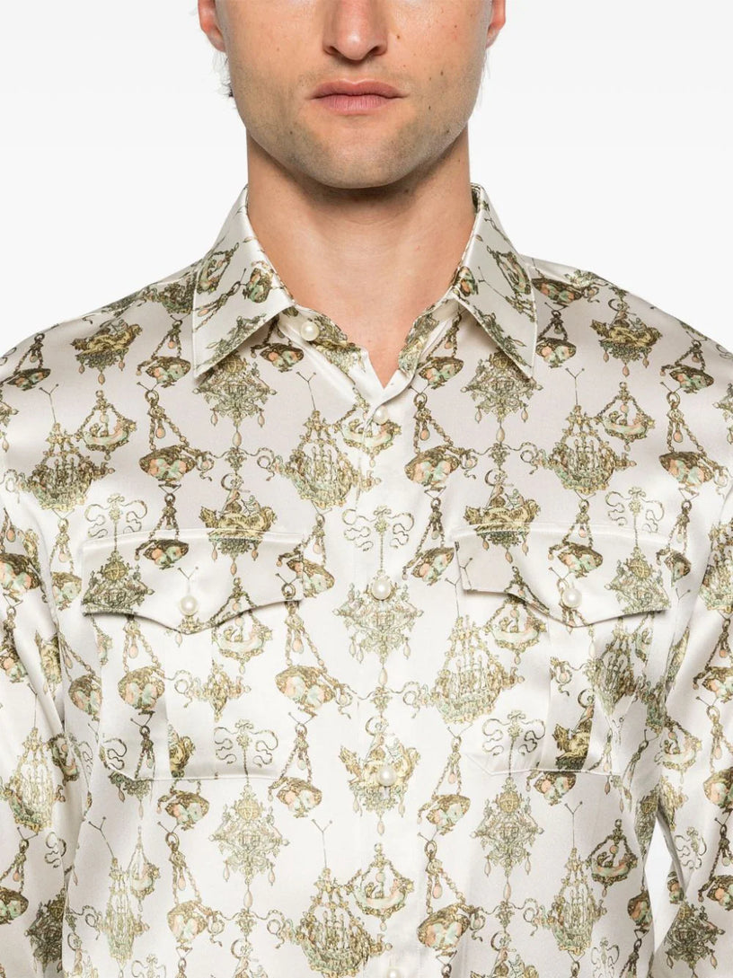 Shirt with chandelier print in silk