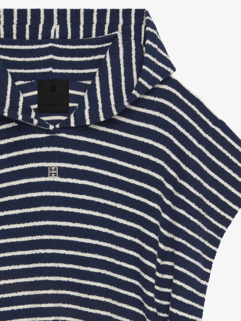 Striped poncho in cotton towelling with 4G detail