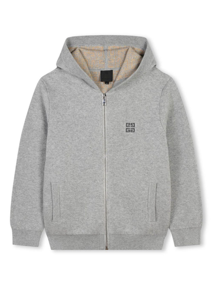 Logo-embroidered zip-up hoodie