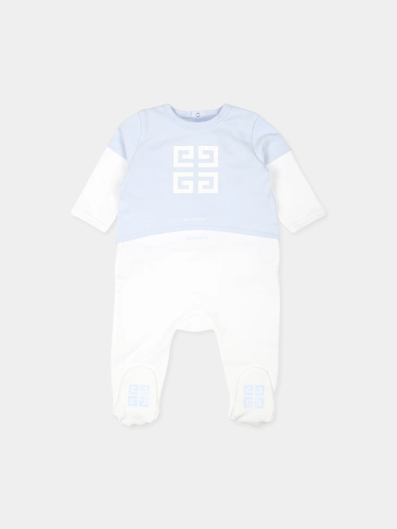 Light blue onesie set for newborns with iconic 4G motif