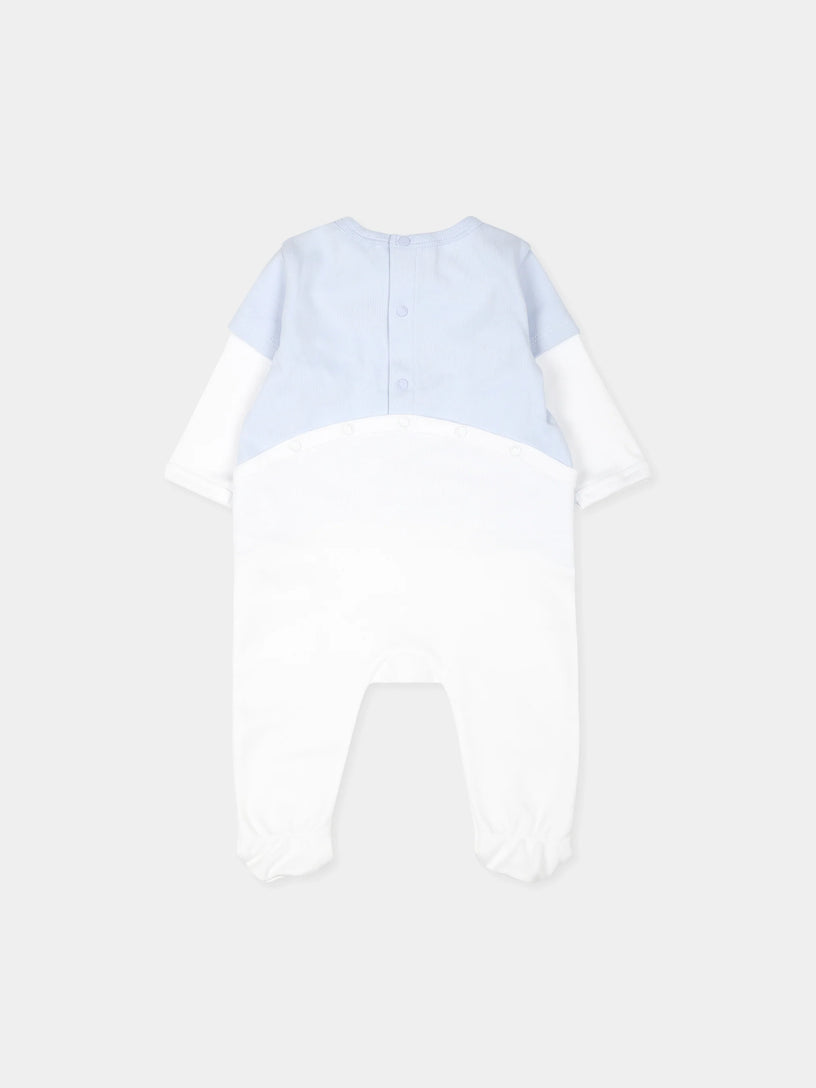 Light blue onesie set for newborns with iconic 4G motif