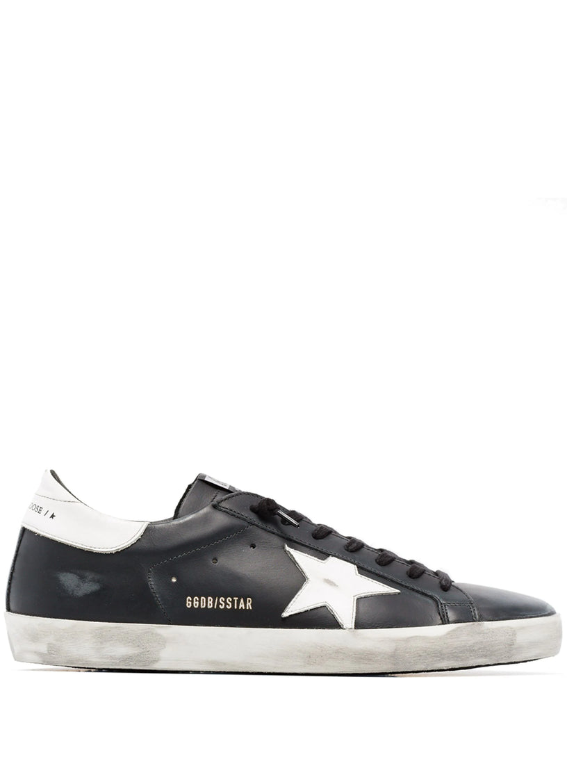 Super-Star in black leather with white leather star and heel tab