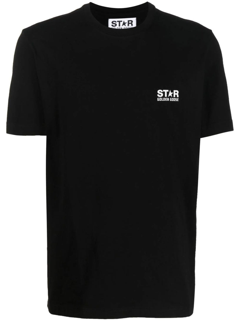 Golden Goose Black t-shirt with contrasting white logo and star