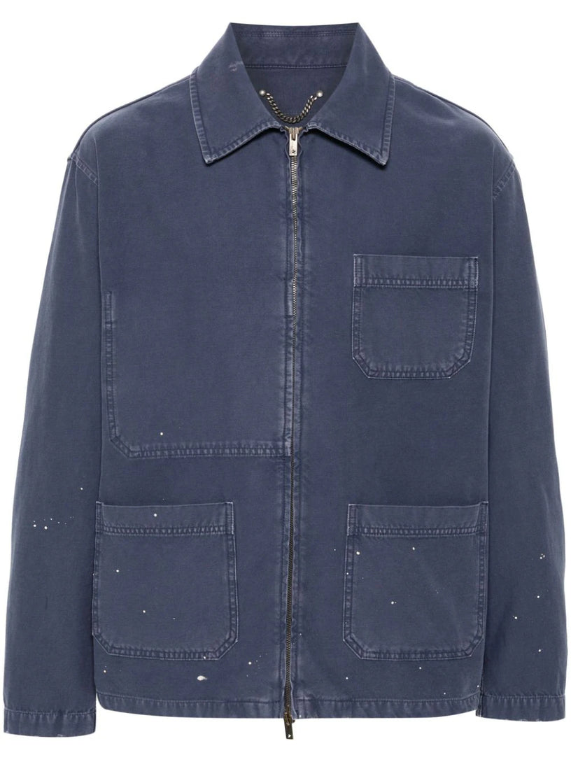 Golden Goose Blue denim cotton jacket with distressed treatment