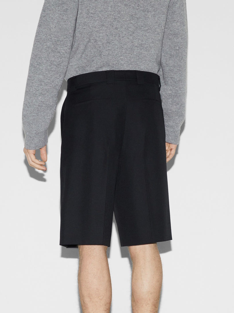 Wool blend twill short with Web