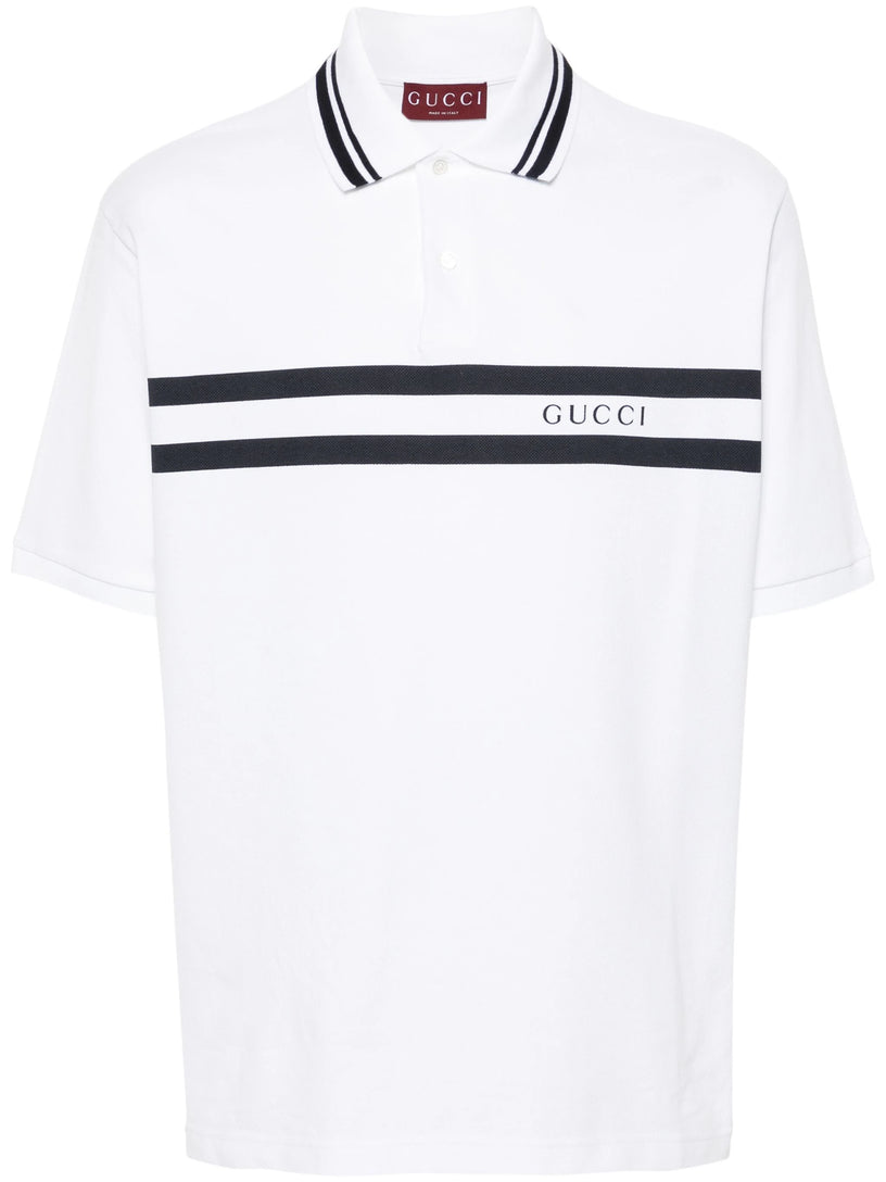 Cotton polo shirt with Gucci print