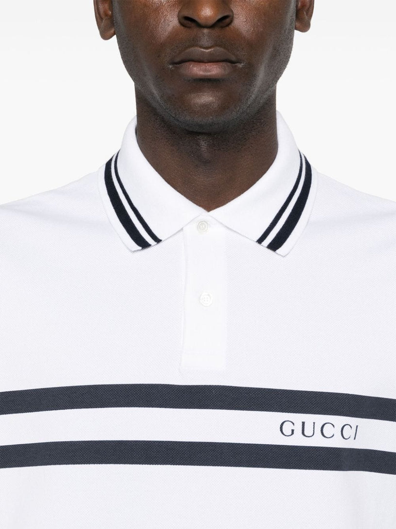 Cotton polo shirt with Gucci print