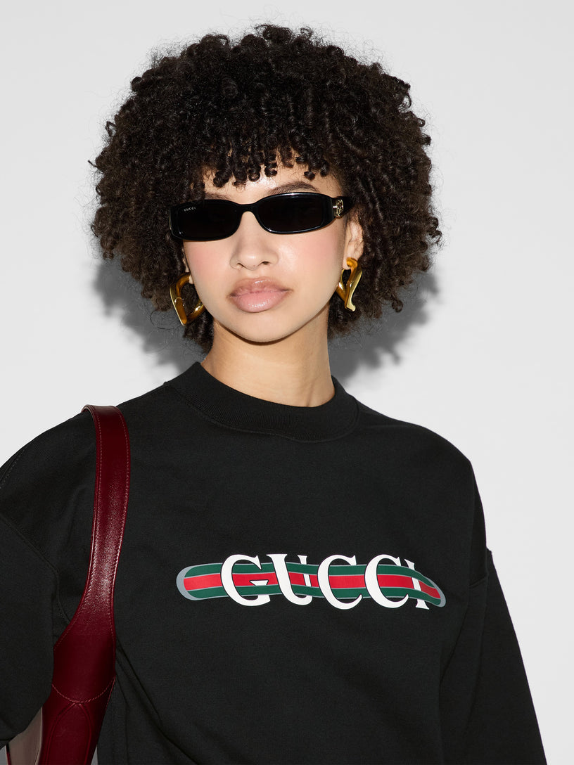 Gucci print felted sweatshirt