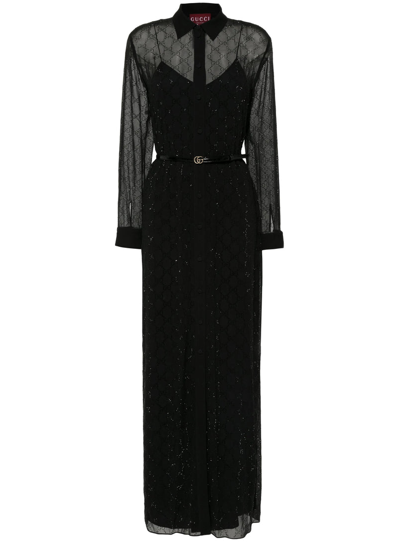 GUCCI Long dress with gg monogram